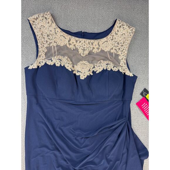 NWT Alex Evenings Formal Dress Max Sleeveless Rhinestone Navy Size 18 - Picture 3 of 7